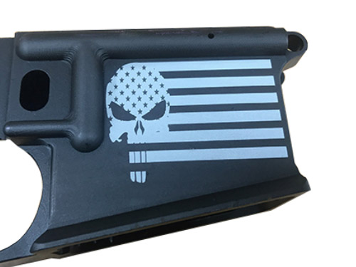 american flag punisher logo laser engraved